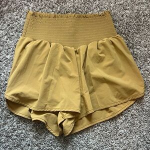 Aerie High-Waisted Mustard Shorts